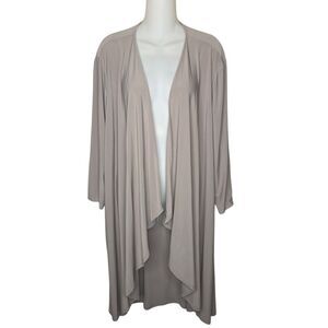 R&M Richards Gray Stretch Jersey Drape Open-Front Cardigan, Size 20W